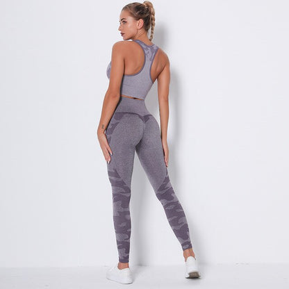 Women Workout Outfit 2 Pieces Yoga Set Seamless Running Leggings with Sports Bra Padded Tops Suit Gym Clothes Fitness Sportswear-6