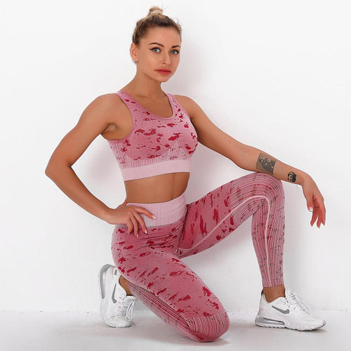 Sportswear Camo Yoga Set Women Seamless Gym Clothes Jogging Workout Fitness Tracksuit Tank Crop Top Hips Lifting Pantalones Suit-0