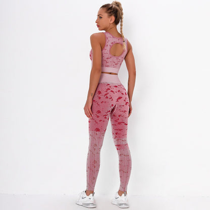 Sportswear Camo Yoga Set Women Seamless Gym Clothes Jogging Workout Fitness Tracksuit Tank Crop Top Hips Lifting Pantalones Suit-4