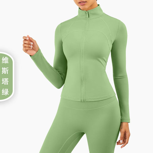 Autumn Seamless Solid Yoga Long Shirt Jacket Long Sleeve Zipper Sportswear Top Women Workout Slim Shirt Casual Gym Fitness Tees-0