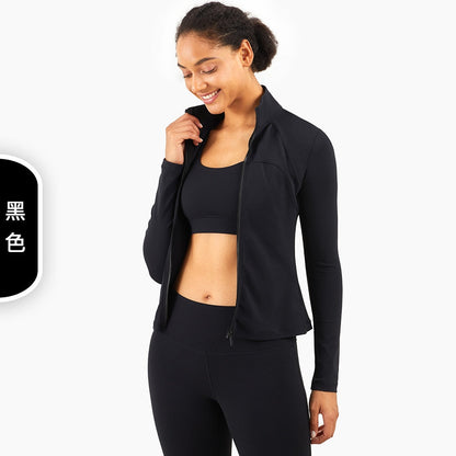 Autumn Seamless Solid Yoga Long Shirt Jacket Long Sleeve Zipper Sportswear Top Women Workout Slim Shirt Casual Gym Fitness Tees-3