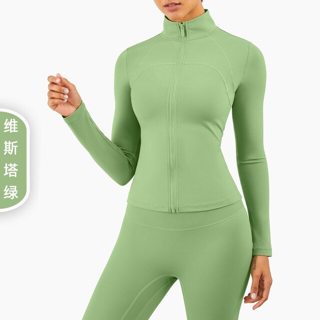 Autumn Seamless Solid Yoga Long Shirt Jacket Long Sleeve Zipper Sportswear Top Women Workout Slim Shirt Casual Gym Fitness Tees-2