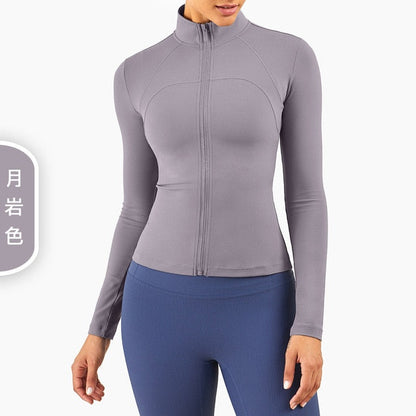 Autumn Seamless Solid Yoga Long Shirt Jacket Long Sleeve Zipper Sportswear Top Women Workout Slim Shirt Casual Gym Fitness Tees-1