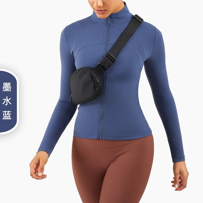 Autumn Seamless Solid Yoga Long Shirt Jacket Long Sleeve Zipper Sportswear Top Women Workout Slim Shirt Casual Gym Fitness Tees-4