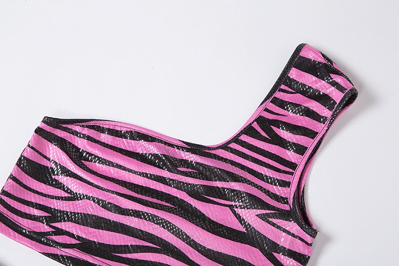 Print One Shoulder Sportswear Set For Women Crop Top Leggings Pants Suit Gym Fitness Jogging Slim Tracksuit Outfits Clothing-4