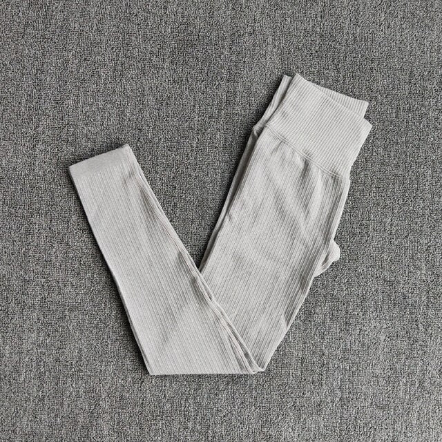 Women's Sportswear Yoga Sets Ribbed Seamless Long Sleeve Workout Clothes for Women High Waist Sports Legging Long Sleeve Top-29