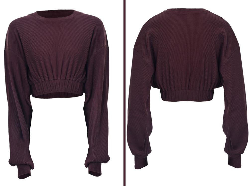 Autumn Solid Sporty Ribbed Tracksuit For Women Long Sleeve Crop Top Shorts Fashion Sportswear Casual Workout Running Jogging Set-3