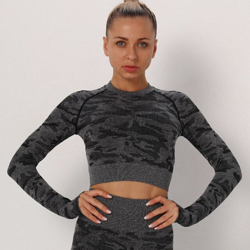 Yoga Crop Tops Women Long Sleeves T-shirts Gym Clothing Sportswear Fitness Tank Tops Workout Shirts Running Cropped Tracksuit-10