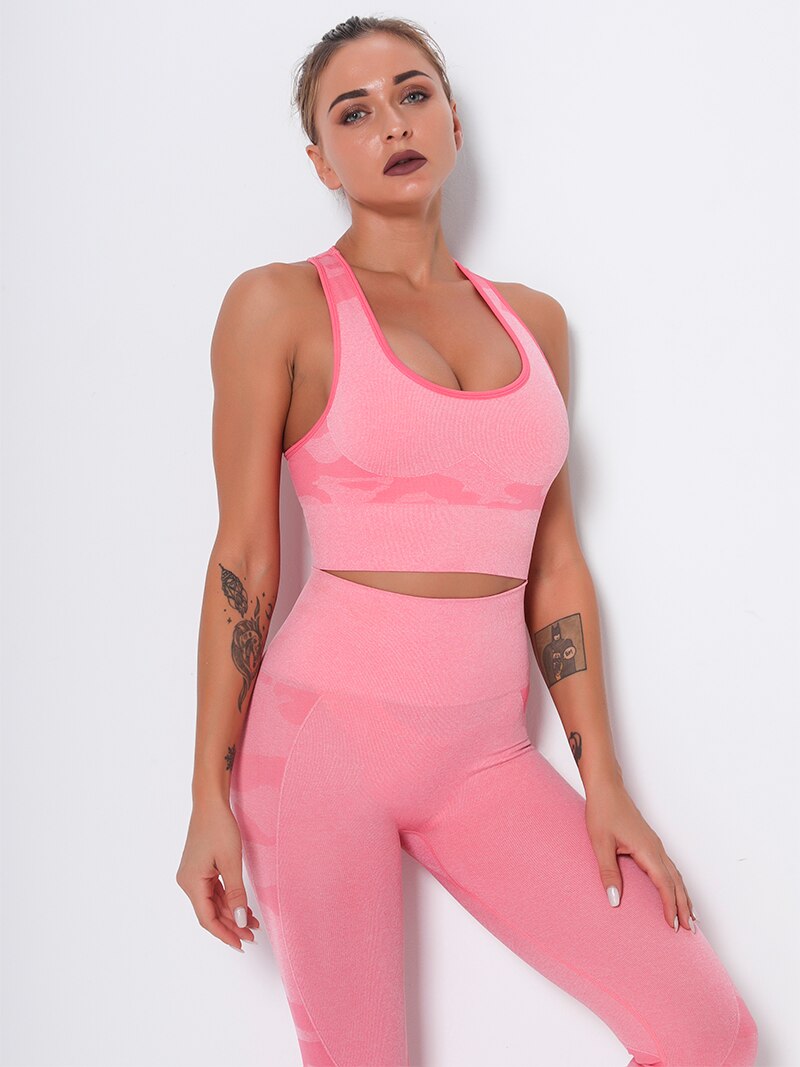 Women Sports Bra Shockproof Padded Yoga Bras Gym Athletic Sportswear Workout Tops Running Brassiere Camouflage Fitness Brallete-4