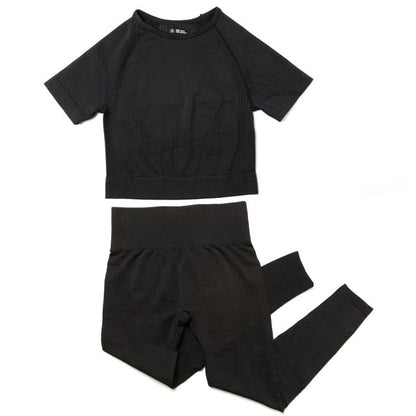 Yoga Set Women 2pcs Sport Suit Gymwear Workout Outfits Long Sleeve Fitness Crop Top High Waist Seamless Leggings Sportswear-1