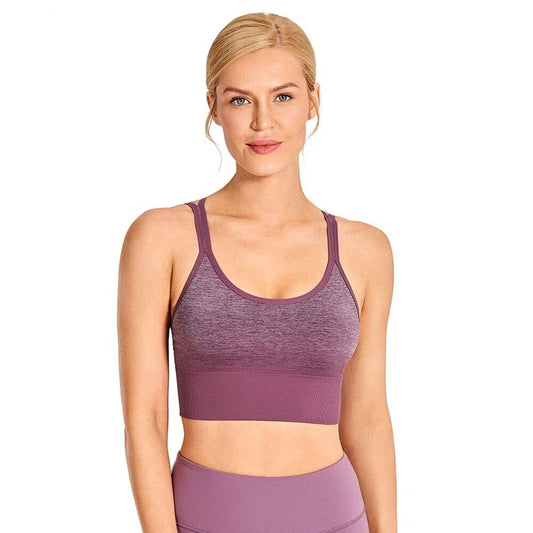 Women's Wirefree Padded Yoga Bras Strappy Sexy Longline Sports Bra Crop Tops
