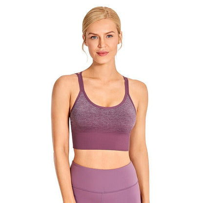 Women's Wirefree Padded Yoga Bras Strappy Sexy Longline Sports Bra Crop Tops