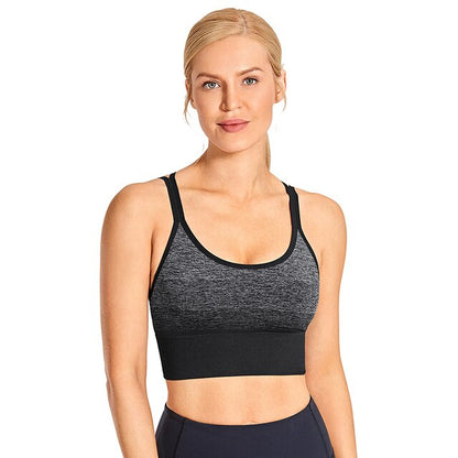 Women's Wirefree Padded Yoga Bras Strappy Sexy Longline Sports Bra Crop Tops