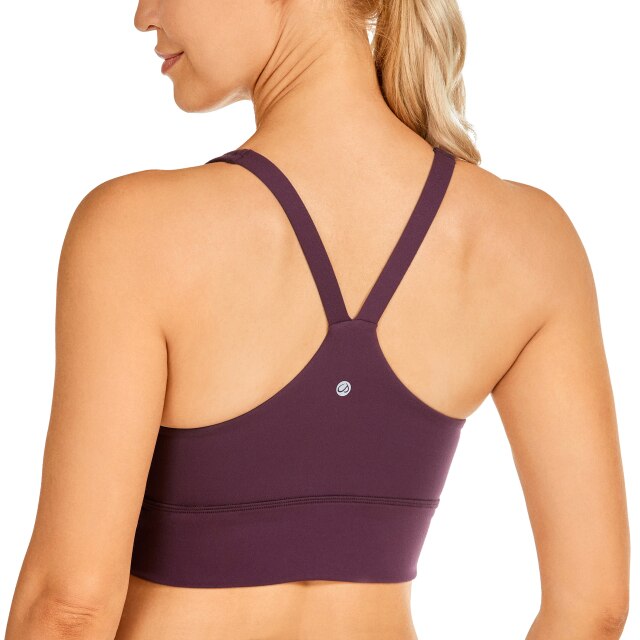 Women's Strappy Longline Sports Bra Padded Wireless Y-Back Racerback Yoga Bras Crop Tank Tops