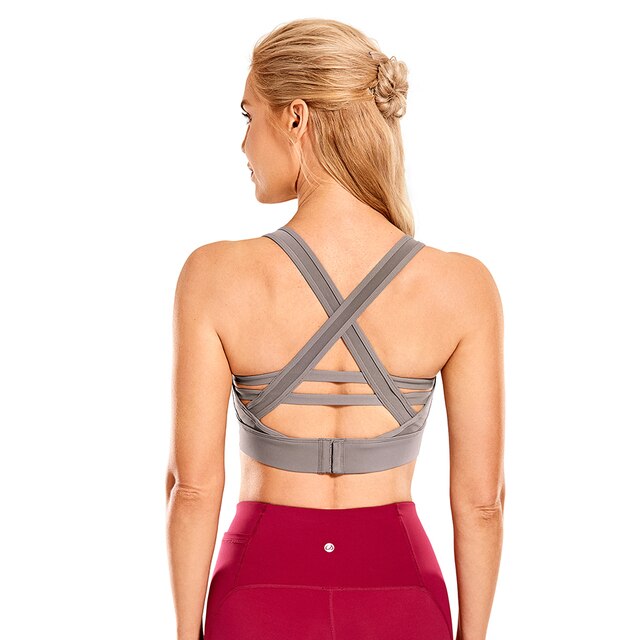 Women's Longline Strappy Yoga Bras High Impact Wirefree Padded Workout Sports Tops Activewear-5