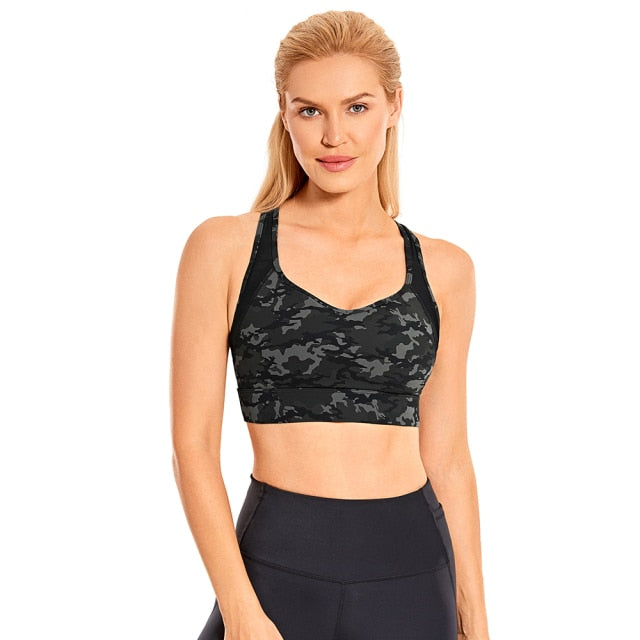 Women's Longline Strappy Yoga Bras High Impact Wirefree Padded Workout Sports Tops Activewear-2