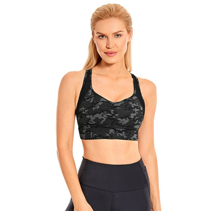 Women's Longline Strappy Yoga Bras High Impact Wirefree Padded Workout Sports Tops Activewear-2