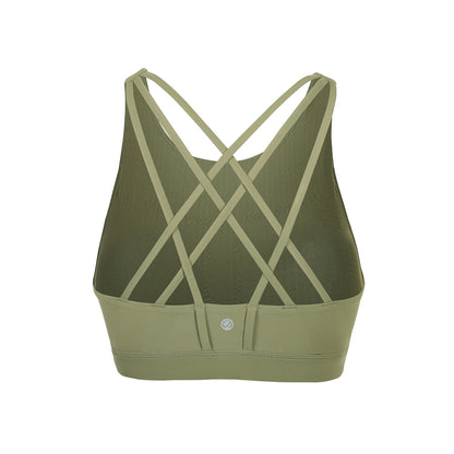Women's Strappy Sports Bras High Neck Wirefree Yoga Bras Tops Padded with Built in Bra