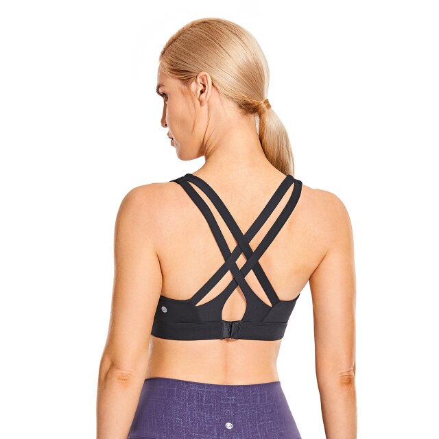 Women's Sexy Stappy Sports Bras Hook-and-eye Closure Wireless Padded Workout Yoga Bra Tops